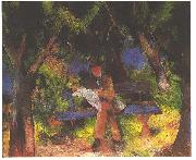 Reading man in park August Macke